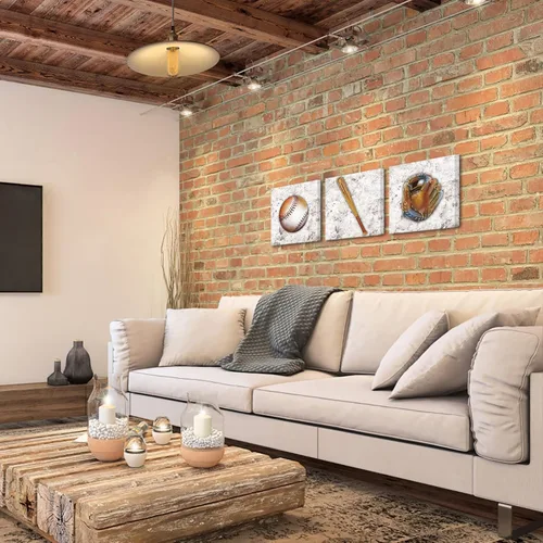 Vista 4 de Biuteawal 3 piezas de impresiones en lienzo de béisbol, arte de pared con temática deportiva, cuadros para decoración de dormitorio de niños, obras