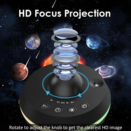 Vista 4 de Proyector de galaxia para dormitorio, proyector de estrellas de planetario con 13 discos Galaxy reemplazables 4K, imagen HD, gran área