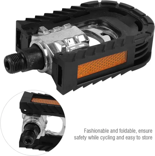 Vista 4 de Yosoo Health Gear 1 par de pedales de bicicleta plegables de metal, pedales de bicicleta plegables negros, pedales de bicicleta antideslizantes