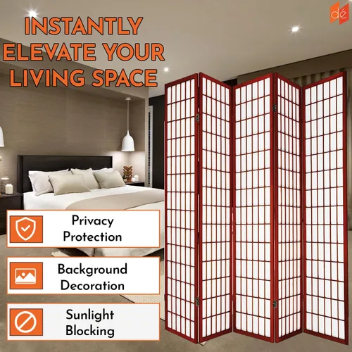 Vista 3 de Legacy Decor - Separador de habitación, de e 3, 4, 6, 5, 8 paneles de habitación, estilo Shoji, de 6 pies alto, Madera, Cereza