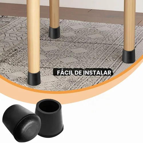 Vista 4 de Piutouyar Fundas redondas de goma de PVC para muebles, protectores de patas de silla de mesa de 0.984 in/1 pulgada, tapa de extremo antideslizante