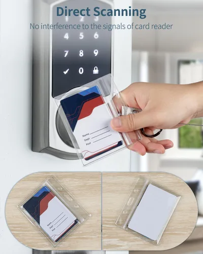 Vista 6 de Pawfly Paquete de 6 portatarjetas de identificación, estuche horizontal de plástico transparente con cremallera resellable, suave e impermeable