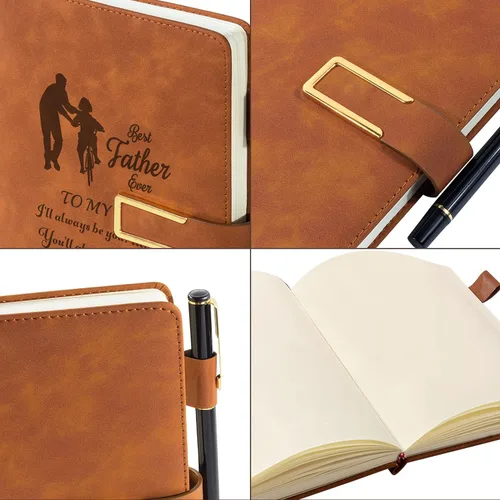 Vista 3 de Diario de cuero de regalo para papá, cuaderno personalizado para papá de hija, diario personalizado A5, diario de viaje, cuaderno de bocetos