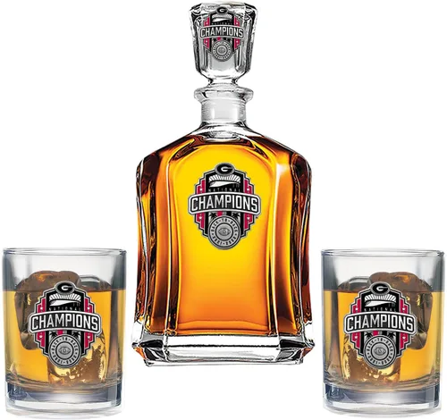 Vista 15 de Heritage Pewter Juego de decantador Appalachian State con 2 vasos combinados, vertedor de 24 onzas con 2 vasos dobles antiguos, vidrio de peltre