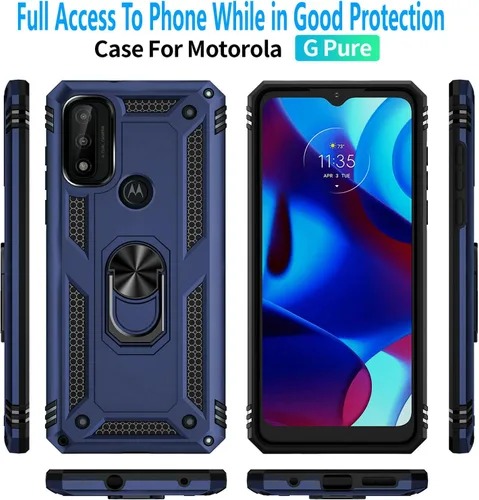 Vista 3 de STARSHOP Funda compatible con Moto G Pure, con protector de pantalla de vidrio templado incluido, protección contra caídas de grado militar a prueba