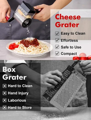 Vista 9 de GDL Rallador de queso con asa, rallador de queso parmesano compacto para cocina, apto para lavavajillas, rallador de parmesano con hoja de acero