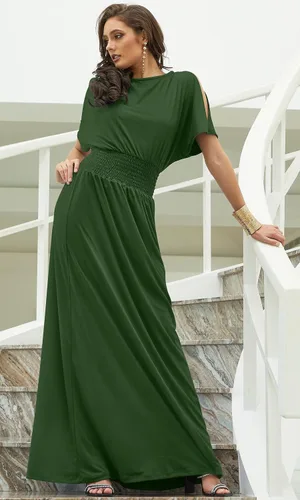 Vista 2 de KOH KOH Vestido largo de cóctel elegante con mangas divididas para mujer
