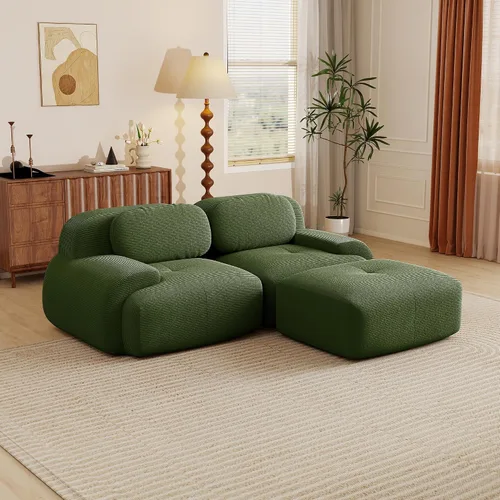 Vista 69 de Sofás seccional modular de 80" sin huesos modernos para sala de estar, juego de sofás comprimidos de 2 plazas con asiento profundo, sin necesidad