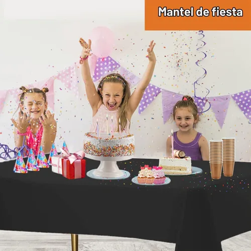 Vista 7 de Party Dimensions Mantel de plástico negro, paquete de 12 manteles rectangulares desechables de 54 x 108 pulgadas para mesas de 6 a 8 pies