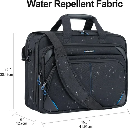 Vista 5 de KROSER - Bolso para laptop de 15,6 pulgadas, maletín con bandolera, bolsa de ordenador repelente al agua, funda para tableta duradera con bolsillos