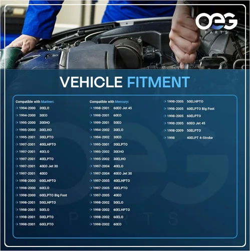 Vista 4 de OEG Parts - Nuevo arrancador compatible con motores fueraborda Mercury Mariner 30HP 40HP 50HP 60HP 1994-2009 50822462, 50-822462-1, 50-822462T1