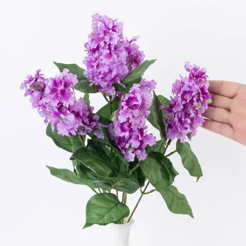 Vista 4 de Factory Direct Craft Arbusto lila artificial de lavanda para arreglos florales de seda y exhibiciones de primavera (19 pulgadas)