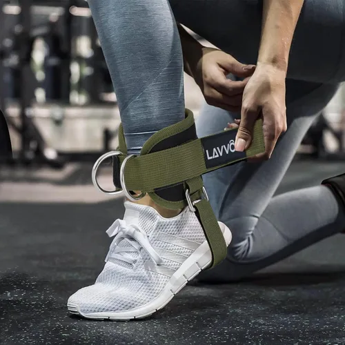 Vista 6 de LAVVON Correas de tobillo para máquinas de cable Kickbacks – Accesorios de cable de tobillo ajustables y cómodos para gimnasio, correa de tobillo