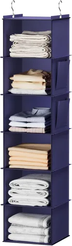 Vista 10 de YOUDENOVA - Organizador colgante para clóset con 6 estantes de almacenamiento con bolsillos laterales, beige