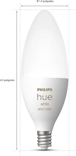 Vista 6 de Philips Hue Smart 40W B39 Bombilla LED en forma de vela - Luz de ambiente blanco y color cambiante - 1 paquete - 450LM - E12 - Control
