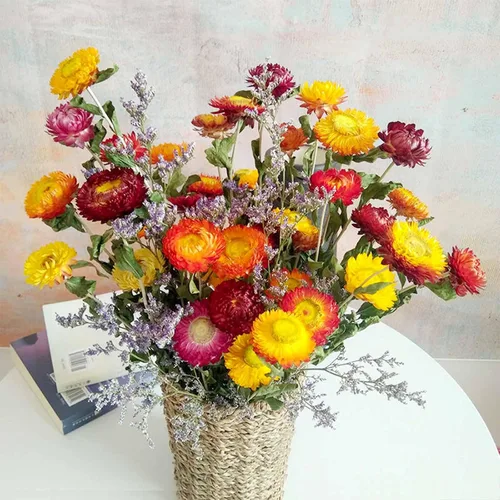 Vista 6 de Ramo de flores secas, paquete de flores de caspia naturales secas de 17 pulgadas para decoración de jarrón Real Lavender, Babys Breath, Floral