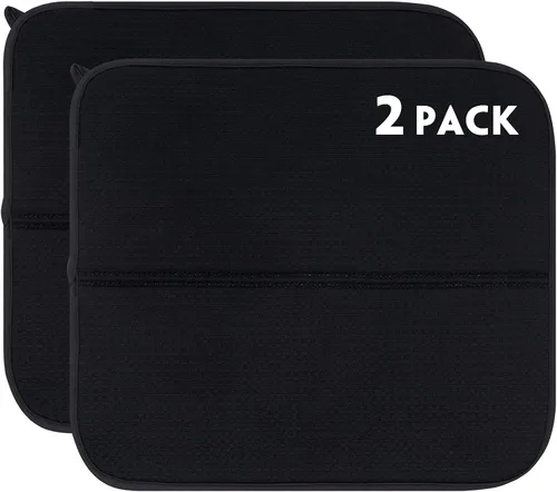 Vista 14 de Paquete de 2 tapetes de secado de platos para encimera de cocina, absorbentes, tapetes escurridor de platos de microfibra, almohadilla de secado