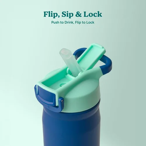 Vista 22 de Reduce Hydrate Pro Kids - Botella de agua aislada de acero inoxidable de 14 onzas con pajilla, vaso a prueba de derrames para niños, retención
