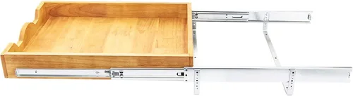 Vista 6 de DINDON Organizador de cajón extraíble para armario (11" ancho x 18" profundidad) 1 nivel, cajón de estante deslizante de madera de roble para debajo