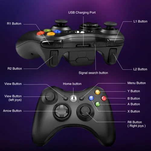 Vista 2 de ASTARRY Wireless Controller Compatible with Xbox 360 2.4G Wireless Controller Gamepad Joystick Compatible with Xbox 360&360Slim PC with Receiver