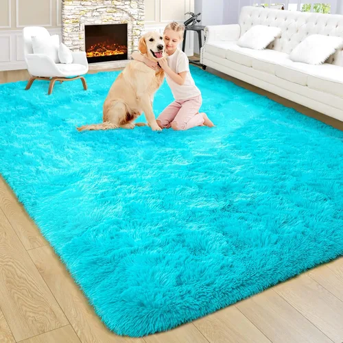 Vista 84 de Noahas Alfombras de Área Grandes y Esponjosas de 5x8 pies para Sala de Estar y Dormitorio, Alfombra Gruesa de Pelo Largo Beige y Blanca, Alfombra