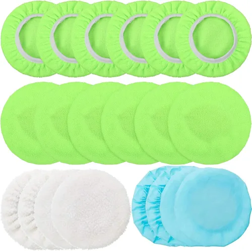 Vista 7 de 20 Piezas Almohadillas Pulidoras Orbitales para Automóvil Capó de Almohadilla de Microfibra Max Capó de Pulido y Abrillantado Cubierta de Azul