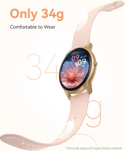 Vista 3 de AGPTEK - Reloj inteligente impermeable 5ATM para mujer con más de 100 modos deportivos, color rosa Ultra-Clear Screen Fitness Tracker with Sleep