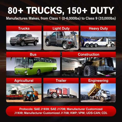 Vista 7 de Autel MaxiSys MS908CV II - Escáner CV superior, herramienta de diagnóstico de camiones diésel de servicio pesado 2026 para más de 150 motores clase