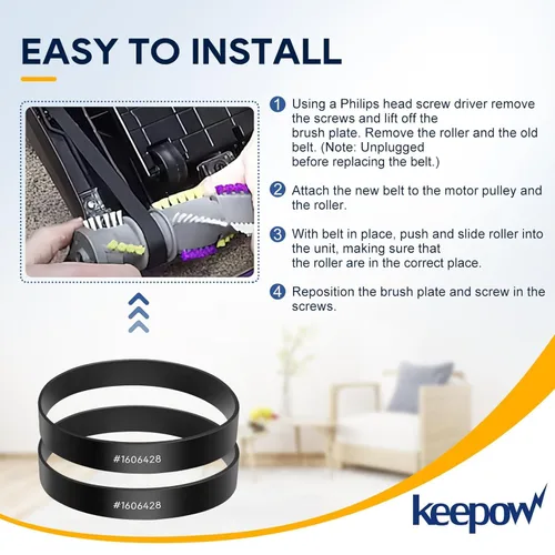 Vista 4 de KEEPOW 1606428 - Correa de repuesto compatible con modelos Bissell ProHeat 2X Revolution 1548 1550 1551 35799, paquete de 2