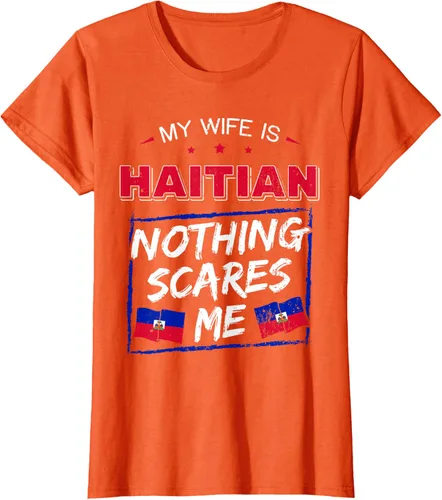 Vista 42 de My Wife Is Haitian Republic of Haiti Heritage Roots - Camiseta con bandera, Negro, S
