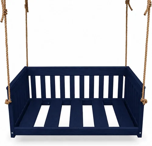 Vista 24 de Amish Made Antique Mahogany Mission Swing, Made in USA Deep Seating Mission Collection HDPE Poly Lumber Porch Swing with Rope, All-Weather Outdoor