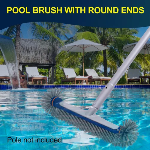 Vista 7 de POOLAZA Cepillo de piscina de 360 grados, cabezal de cepillo de piscina resistente de 17.5 pulgadas para piscinas enterradas/piscinas sobre