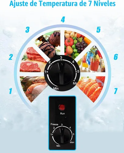 Vista 5 de Congelador de pecho de 3.5 pies cúbicos Mini congelador compacto con puerta abierta superior, color negro 7 Gears Temperature Control, Removable