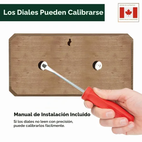 Vista 4 de Northwood Sauna - Termómetro e higrómetro de sauna 2 en 1 - Fahrenheit y Celsius - Hecho a mano con madera de cedro rojo canadiense - Lujosos diales