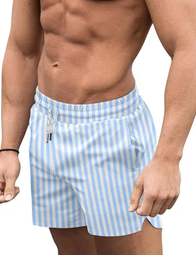 Vista 11 de COOFANDY Men's Swim Trunks Quick Dry Board Shorts Swimwear Bathing Suit Un negro