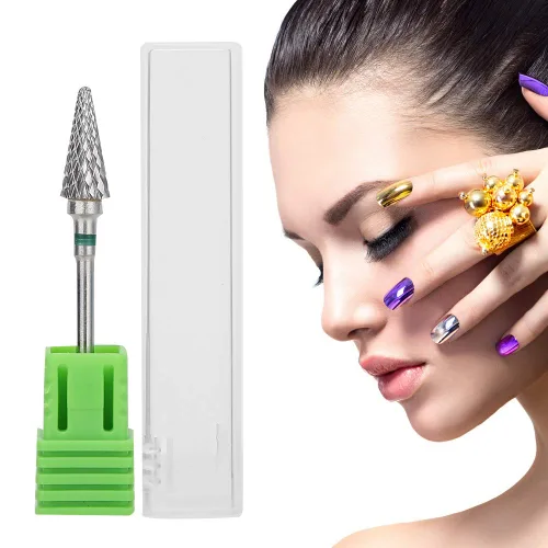 Vista 6 de Pongnas Broca de uñas de acero de tungsteno, brocas de manicura para manicura y pedicura eléctrica, accesorios de cabeza de molienda (verde)