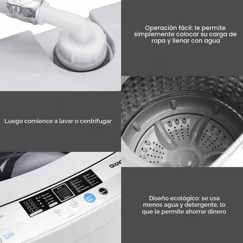 Vista 7 de Giantex Lavadora completamente automática, portátil, compacta, de 1.34 pies cúbicos, lavadora giratoria con bomba de drenaje, 10 programas, 8