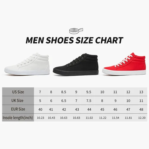 Vista 6 de Zapatos de lona blanca para hombre, zapatillas de lona altas con cordones, zapatos casuales ligeros y suaves