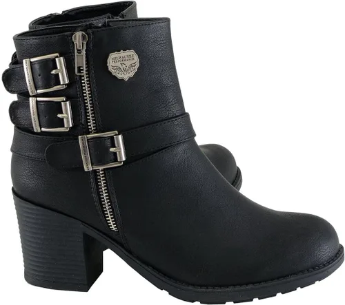 Vista 8 de Milwaukee MBL9405 - Botas cortas de cuero para mujer, con cremallera lateral y triple hebilla de ajuste