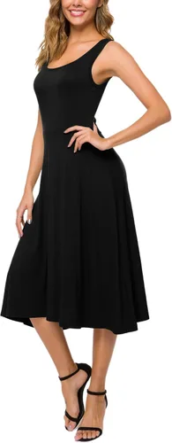 Vista 3 de Urban CoCo Vestido midi acampanado sin mangas con cuello en U para mujer