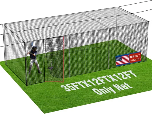 Vista 10 de RIIFRILY Baseball Batting Cage Nets, #30/#45 NET ONLY, 20'L/ 35'L/55'L/70'L