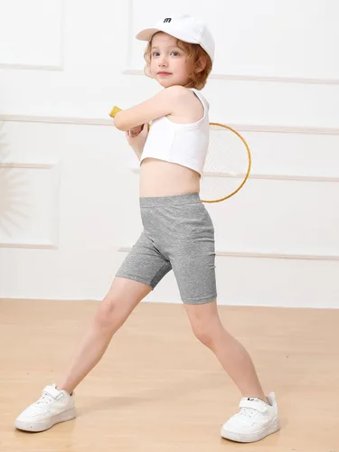 Vista 6 de Poroka Paquete de 6 pantalones cortos de ciclismo para bebés y niñas pequeñas, pantalones cortos de verano suaves para niñas, pantalones cortos