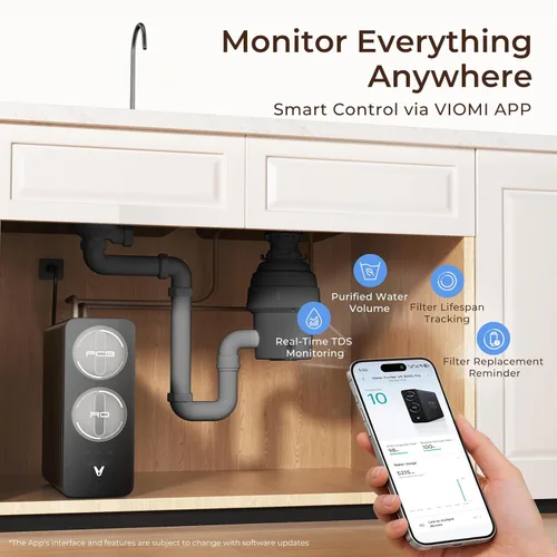 Vista 6 de VIOMI Sistema de ósmosis inversa V8 Pro 800GPD, filtro de agua RO sin tanque de 9 etapas para debajo del fregadero, certificado NSF/ANSI 372 y 58