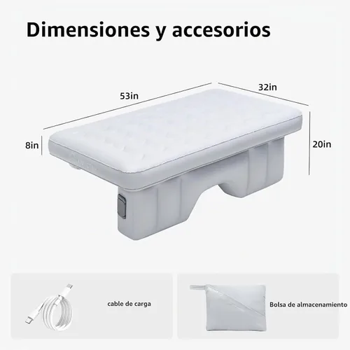 Vista 5 de Colchón inflable de aire para asiento trasero, ajuste universal SUV