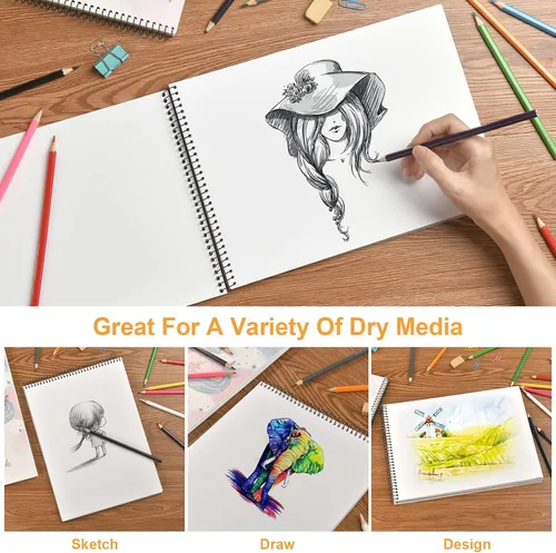 Vista 5 de Cuaderno de bocetos para niños, cuaderno de bocetos Unicron para niñas y artistas para dibujar y dibujar o garabatear, 8.5 x 11 pulgadas, papel