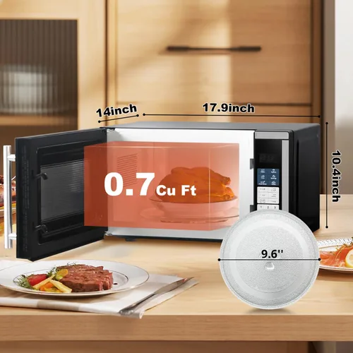 Vista 5 de SMETA Hornos microondas de encimera de 0.7 pies cúbicos, horno microondas compacto de 700 vatios, 10 niveles de potencia con botón giratorio