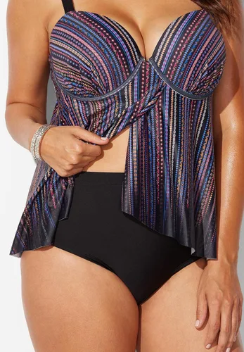 Vista 4 de Swimsuits For All Top tankini Flyaway con aros para mujer, talla grande