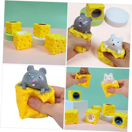 Vista 8 de FRCOLOR 2pcs queso ratón Squeeze Stress Relief broma para niños descompresión creativa Squishy ratones color aleatorio