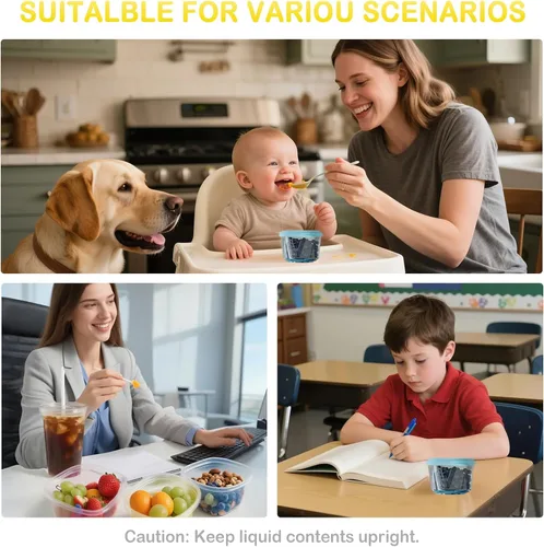 Vista 9 de Recipientes de comida para bebés, tarros de almacenamiento de alimentos y aperitivos de 5 onzas con tapas de sellado, seguros y duraderos, aptos