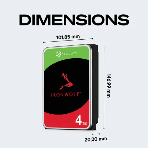 Vista 2 de Seagate IronWolf Disco duro interno NAS de 4TB CMR 3.5 pulgadas SATA 6Gb/s 5400 RPM caché de 64MB para almacenamiento conectado a red RAID Servicios